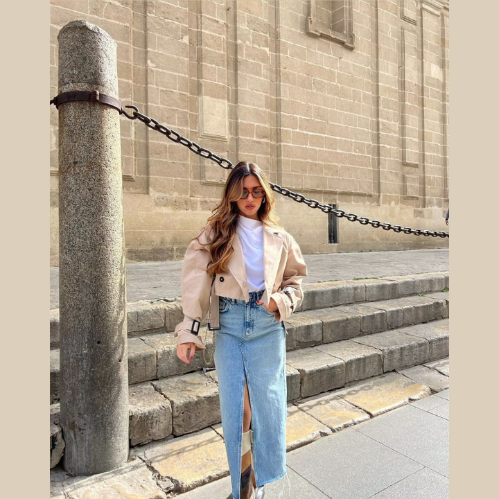 Céleste – Cropped Belted Trench Jacket