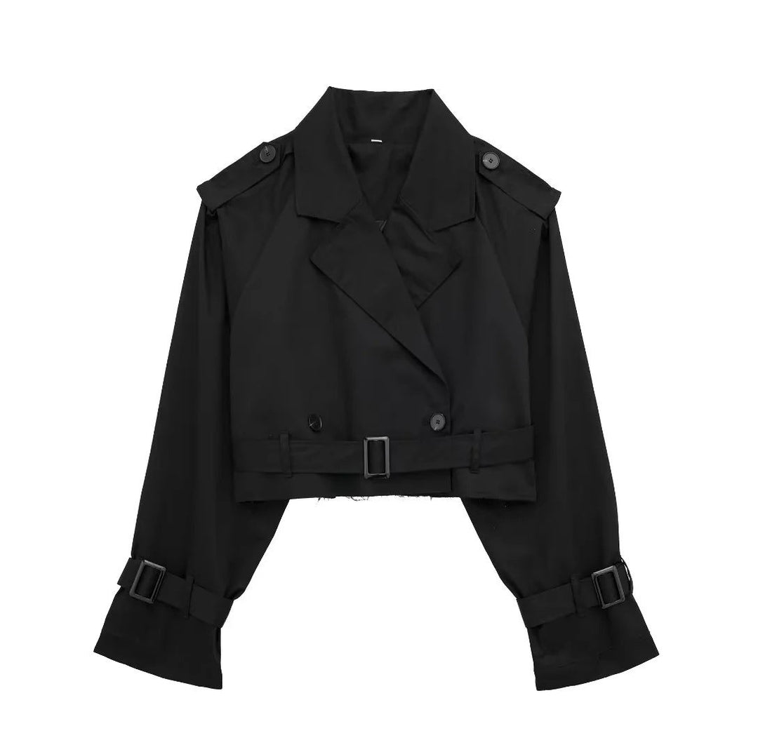 Céleste – Cropped Belted Trench Jacket