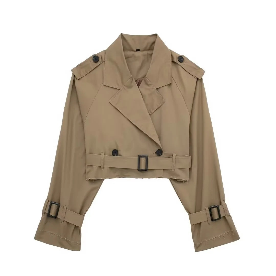Céleste – Cropped Belted Trench Jacket
