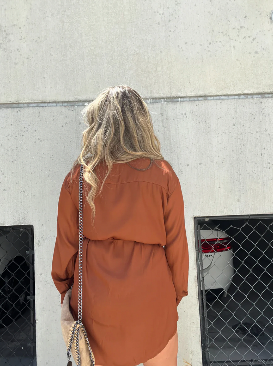 NOVA – Button-Up Shirt Dress with Tie Waist